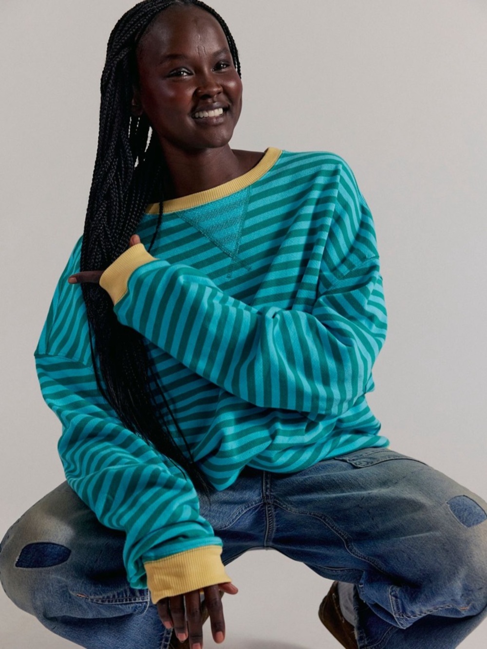 Free People Classic Striped Oversized Crewneck - Picture 6 of 8